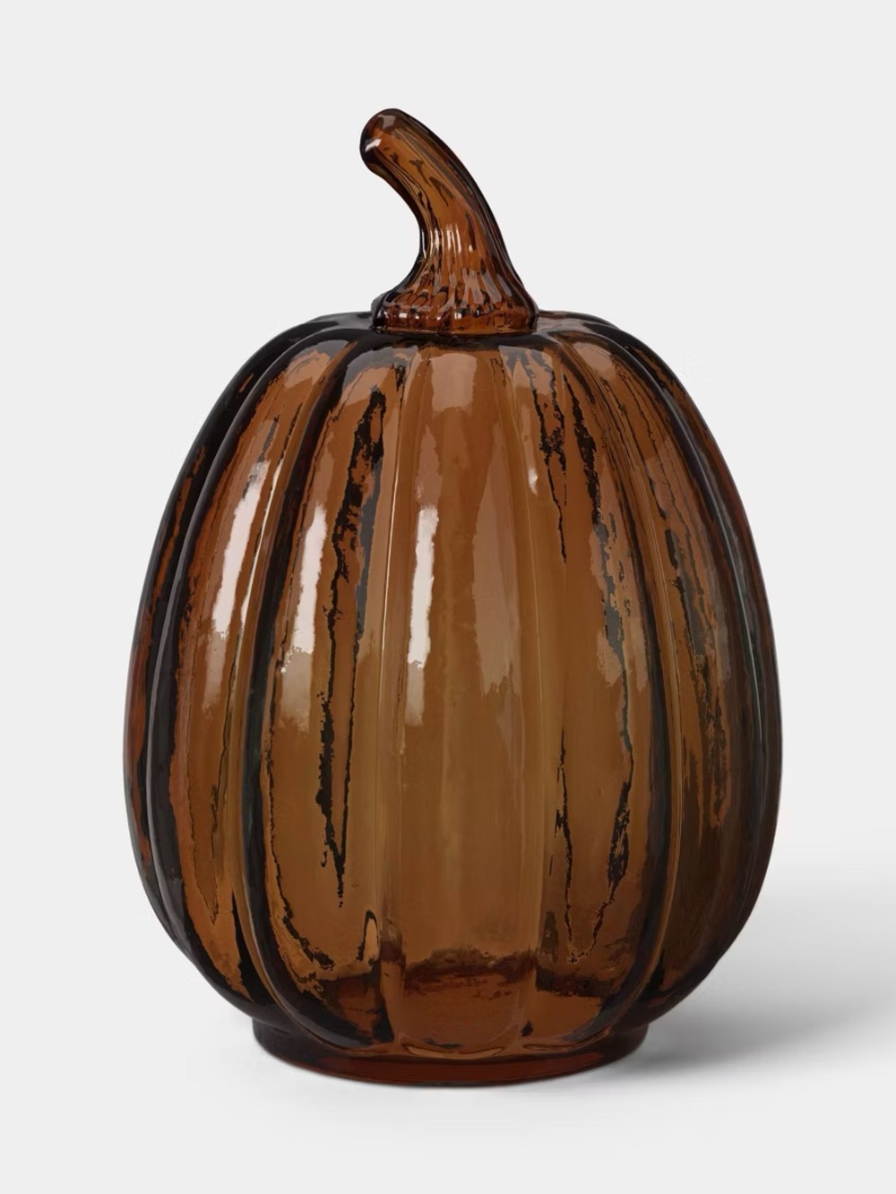 5.5" Small Glass Fall Pumpkin translucent orange with black accents - Threshold